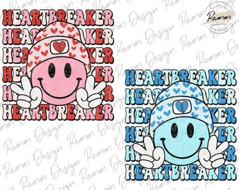 Heartbreaker Smiley Face PNG: Retro Valentine's Design (Digital Download)
