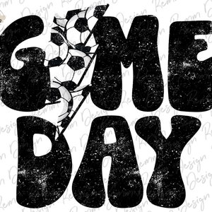 Retro Game Day Soccer Lightning Bolt Png, Distressed Soccer Png, Sublimation Download, Printable, Retro Soccer Mom Shirt Design