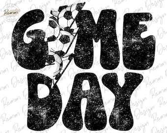 Retro Game Day Soccer PNG: Distressed Lightning Bolt Design (Sublimation Download)