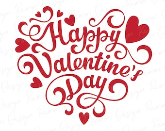 Happy Valentines Day Heart SVG: Valentine's Cut File (Instant Download)