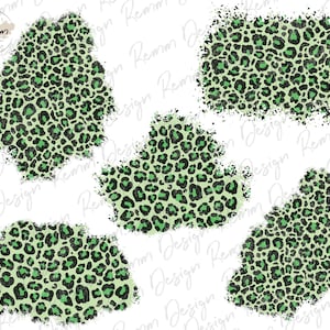 Green Leopard Print Patches PNG: St. Patrick's Day Distressed Animal Print (Digital Download)