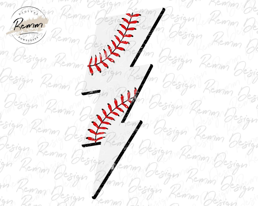 Baseball Lightning Bolt Png, Distressed Baseball Png, Sublimation