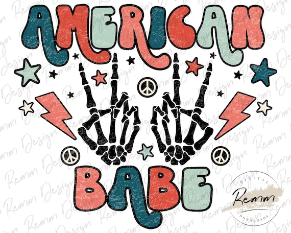 Retro American Babe PNG: 4th of July Sublimation Design (Digital Download)
