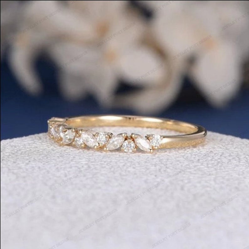 Antique 14K Yellow Gold Minimalist Marquise Diamond Wedding | Etsy