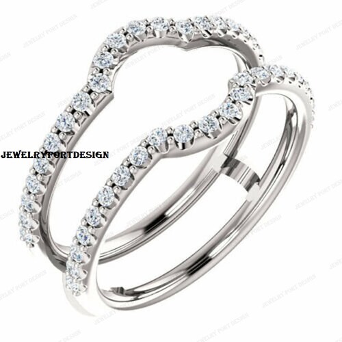 Diamond Band Enhancer Ring White Gold Over Guard Band Etsy