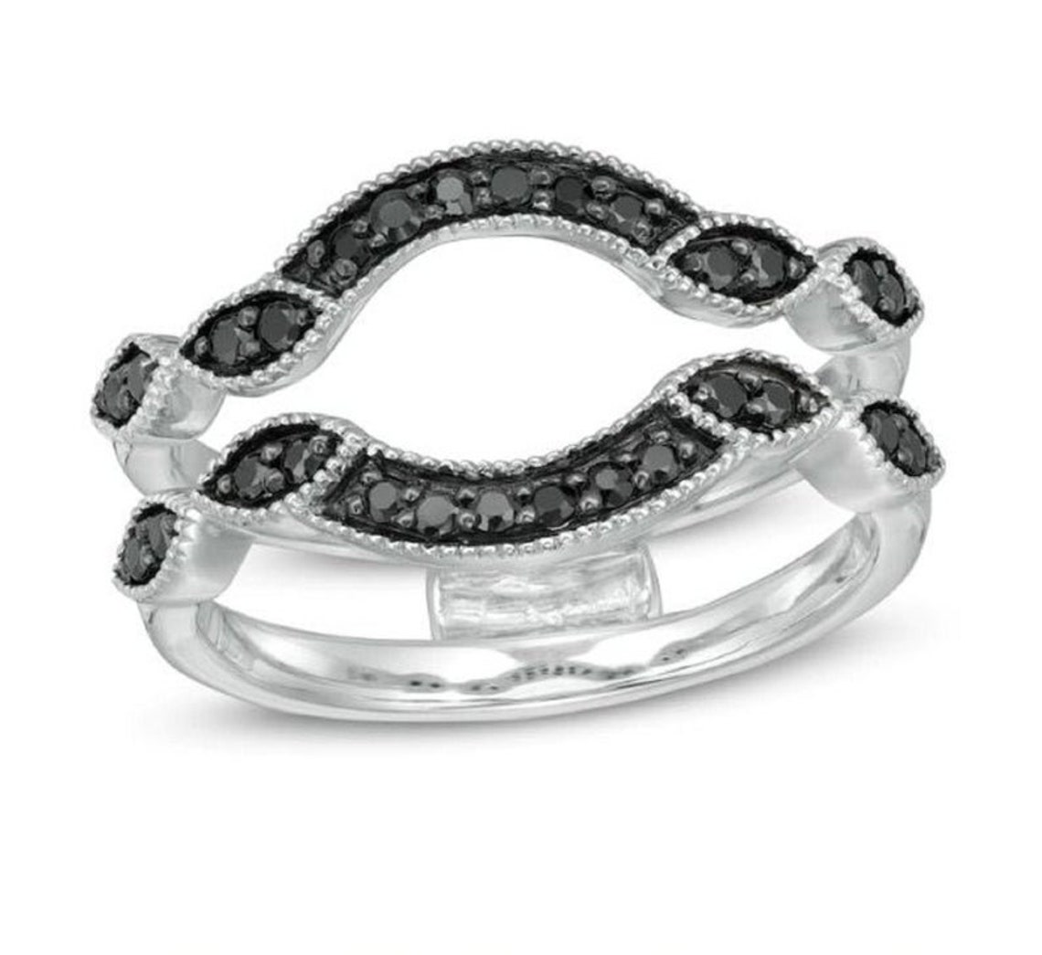 Enhancer Ring For Women 0.50 Ct Black Round Cut D/VVS1 Diamond Etsy