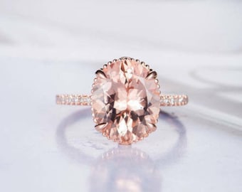 1.50 CT Synthetic Morganite Oval Cut Round Halo Simulated Diamond Rose Gold Finish Women/'s Stud EarringMinimalist earringMothers Day Gift