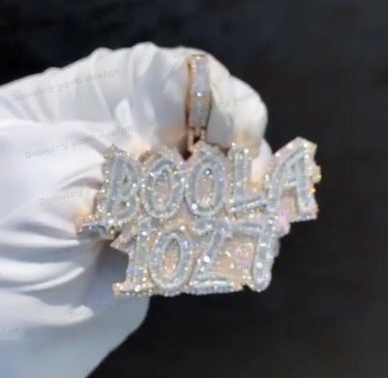 Customize Baguette and Round Diamond Name Pendant for Men Hip Etsy