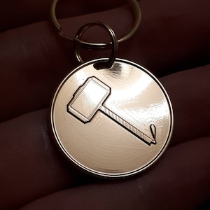 Thor Hammer Mjolnir Double Sided Metal Keyring Coin, Stunning Detail! Gold or Silver, Exclusive & Hand Polished.