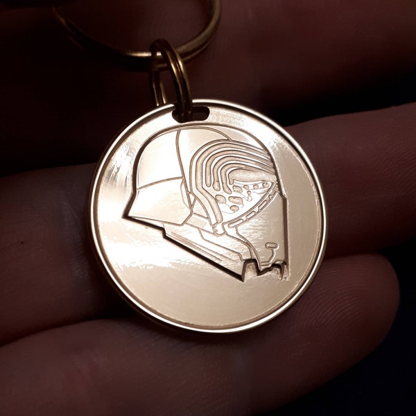 Star Wars Kylo Ren Rare Double Sided Metal Keyring/ Coin, Stunning Detail! Free Split Keyrings, Exclusive & Hand Polished.