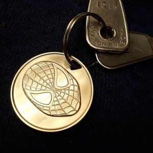 Spider-Man Rare Double Sided Metal Keyring Coin, Stunning Detail! Gold or Silver, Exclusive & Hand Polished.