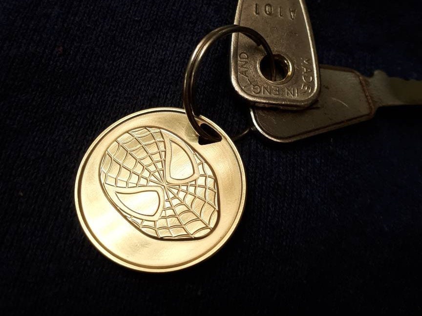 Spider-Man Rare Double Sided Metal Keyring Coin, Stunning Detail! Gold or Silver, Exclusive & Hand Polished.