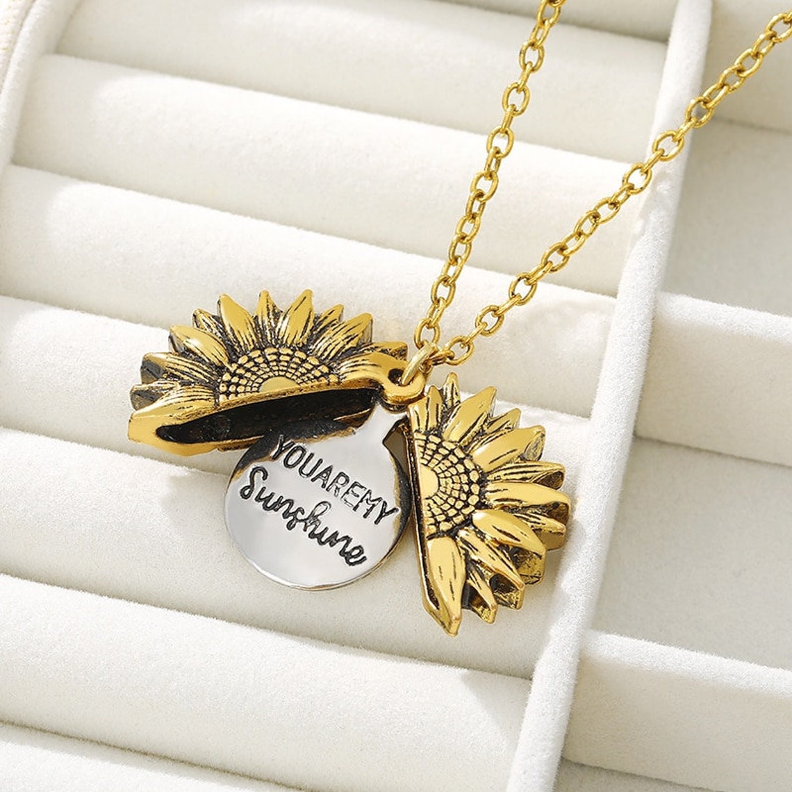 You Are My Sunshine Open Locket Sunflower Necklace Boho Etsy Singapore