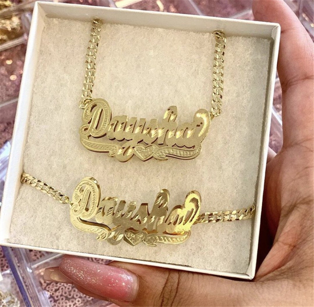 Name necklace and bracelet set sale