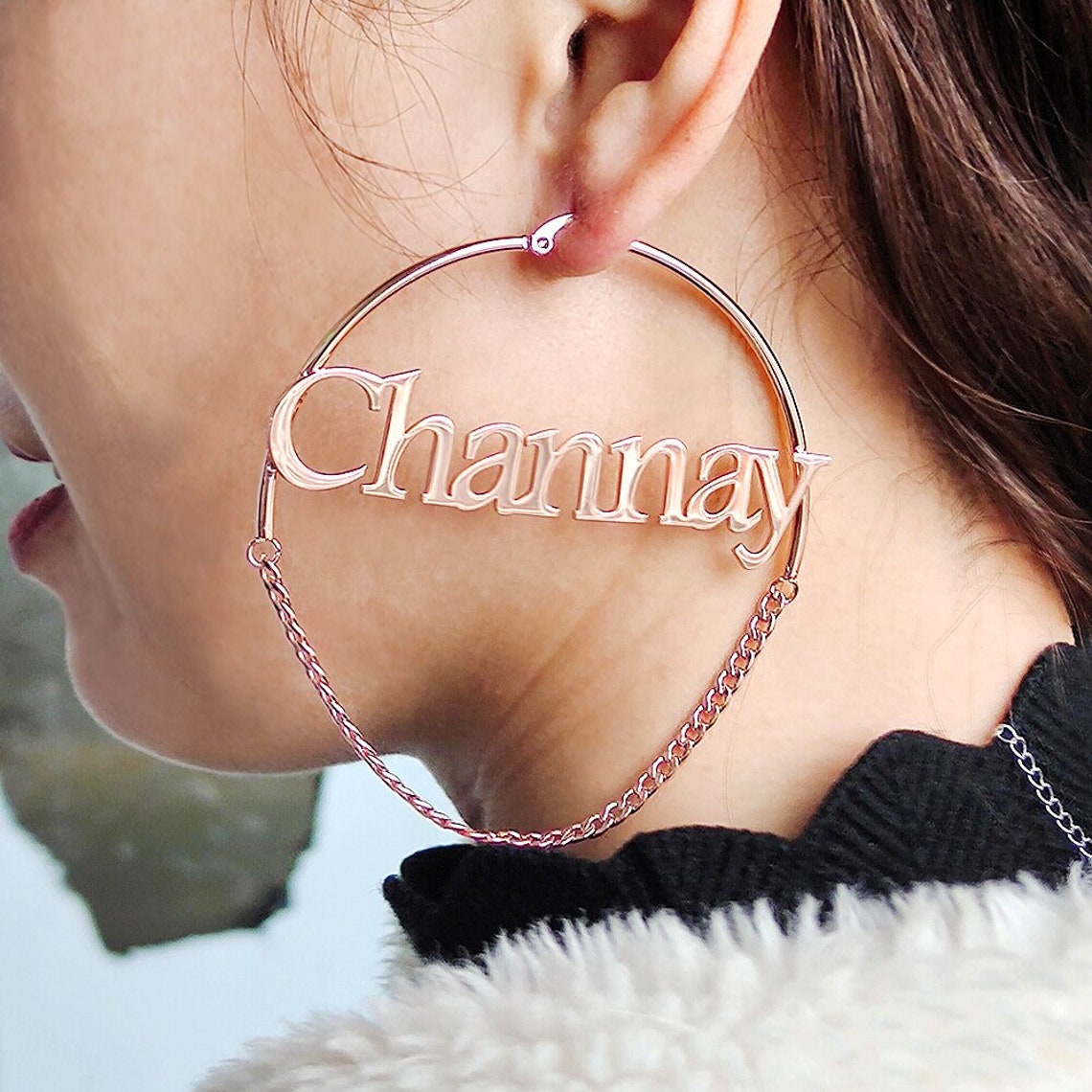 Personality Earrings With Statement Words Custom Hoop Earring Etsy