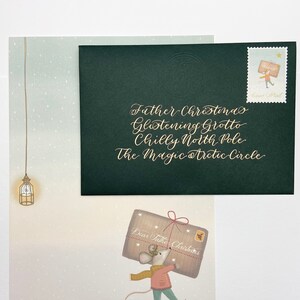 Carta escrita a mano mágica establecida a papá noel, carta santa, regalo de Navidad, magia de navidad, carta mágica, hecha a mano, santa estacionaria