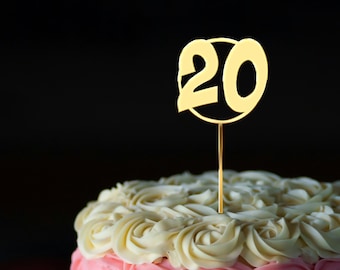 20 Anniversary Number Topper For Cake, Custom Gold Silver Acrylic Number, Cake Decorations. Personalized Cake Topper for Birthday Party