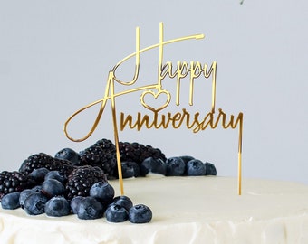 Custom Acrylic Anniversary Cake Topper: Gold or Silver Decor