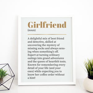 Girlfriend Definition Poster: Funny Gift for Hunny, Stylish Home Decor ...