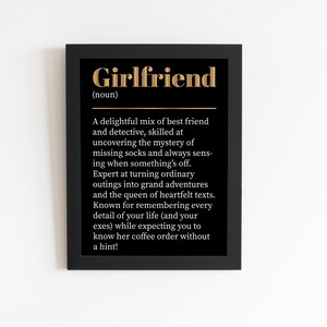 Girlfriend Definition Poster: Funny Gift for Hunny, Stylish Home Decor ...
