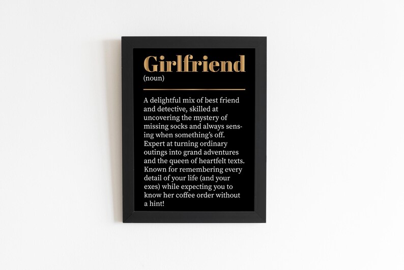 Girlfriend Definition Poster: Funny Gift for Hunny, Stylish Home Decor ...