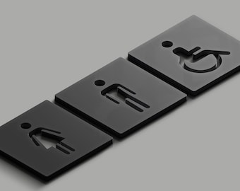 20cm 8in WC Sign Acrylic Plaque for Doors Male Female Disabled Toilet Indoor & Outdoor Laundry Room Sign for Office