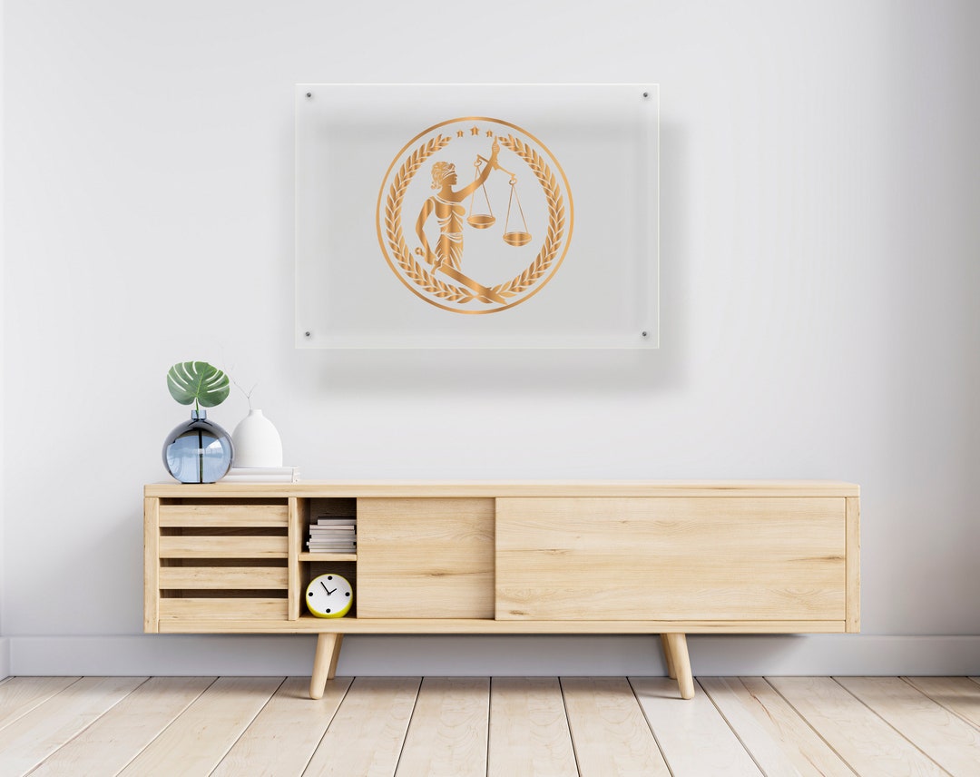 Lady Justice Gold Transparent Wall Art Law Office Decor Acrylic Glass ...