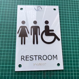 ADA Compliant All Gender Restroom Sign with Braille