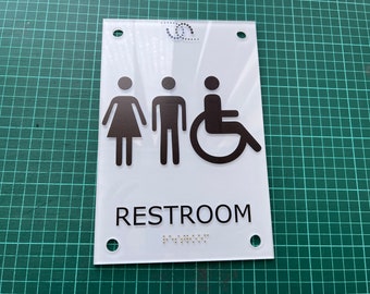 ADA Compliant All Gender Restroom Sign with Braille