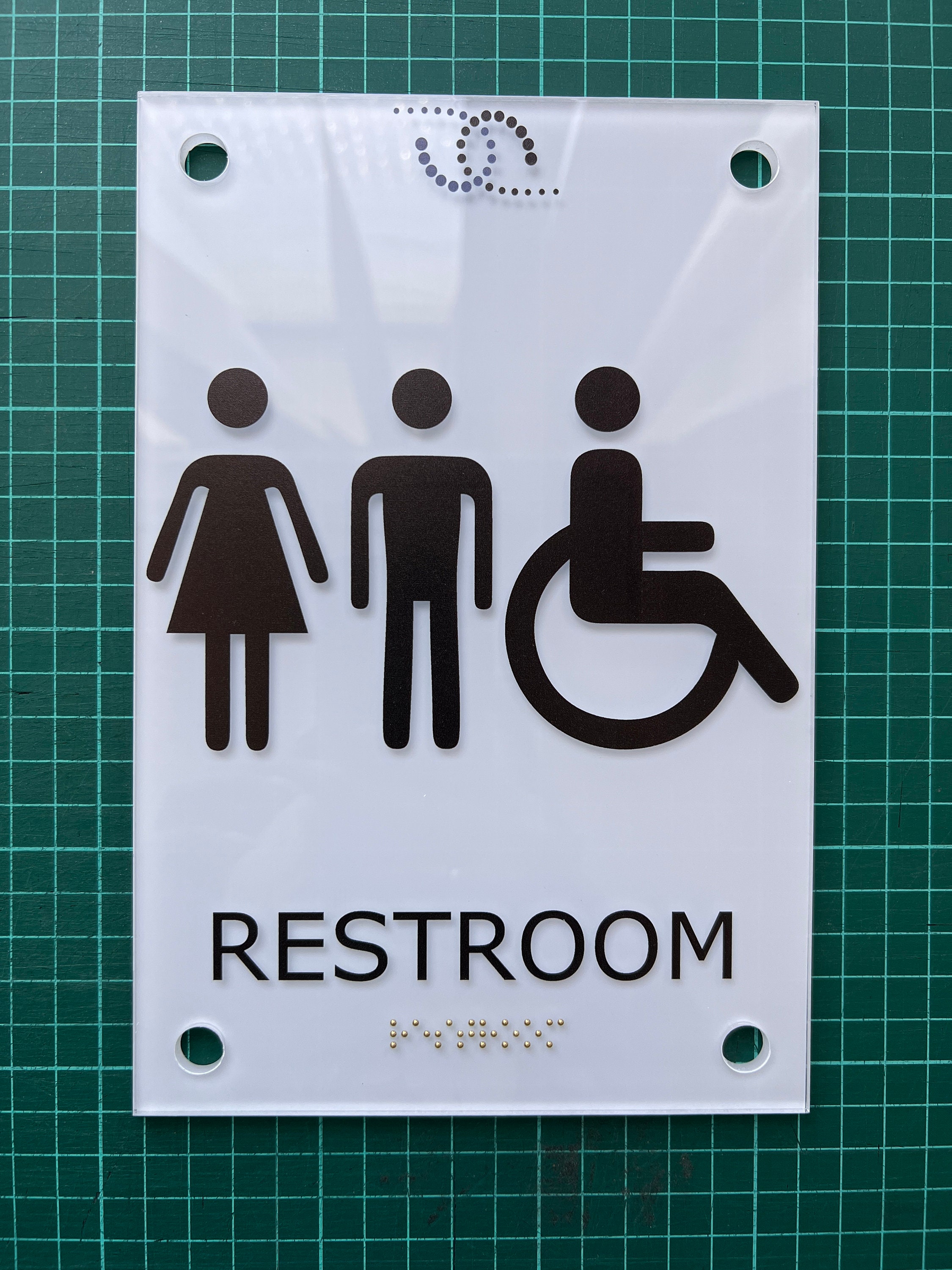 ADA Compliant All Gender Restroom Sign With Braille - Etsy