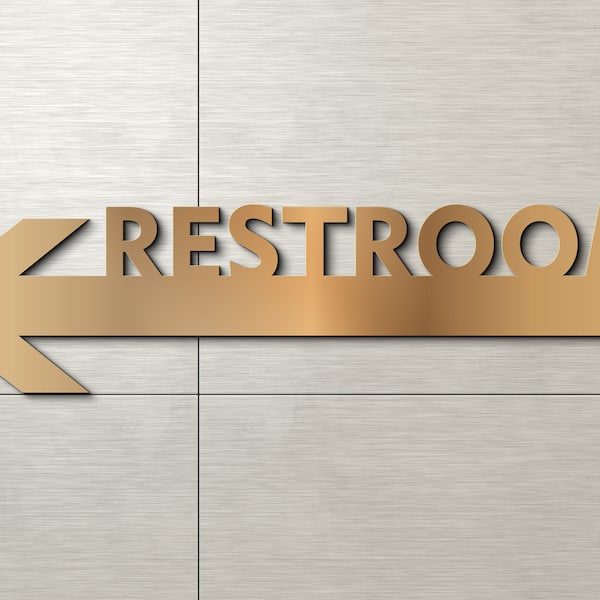 Restrooms Wall Decor, Bathroom 3D Sign, Mens Womens Restroom Signage, Toilet Door Signs, Modern Letter Plaque, Cafe Decor