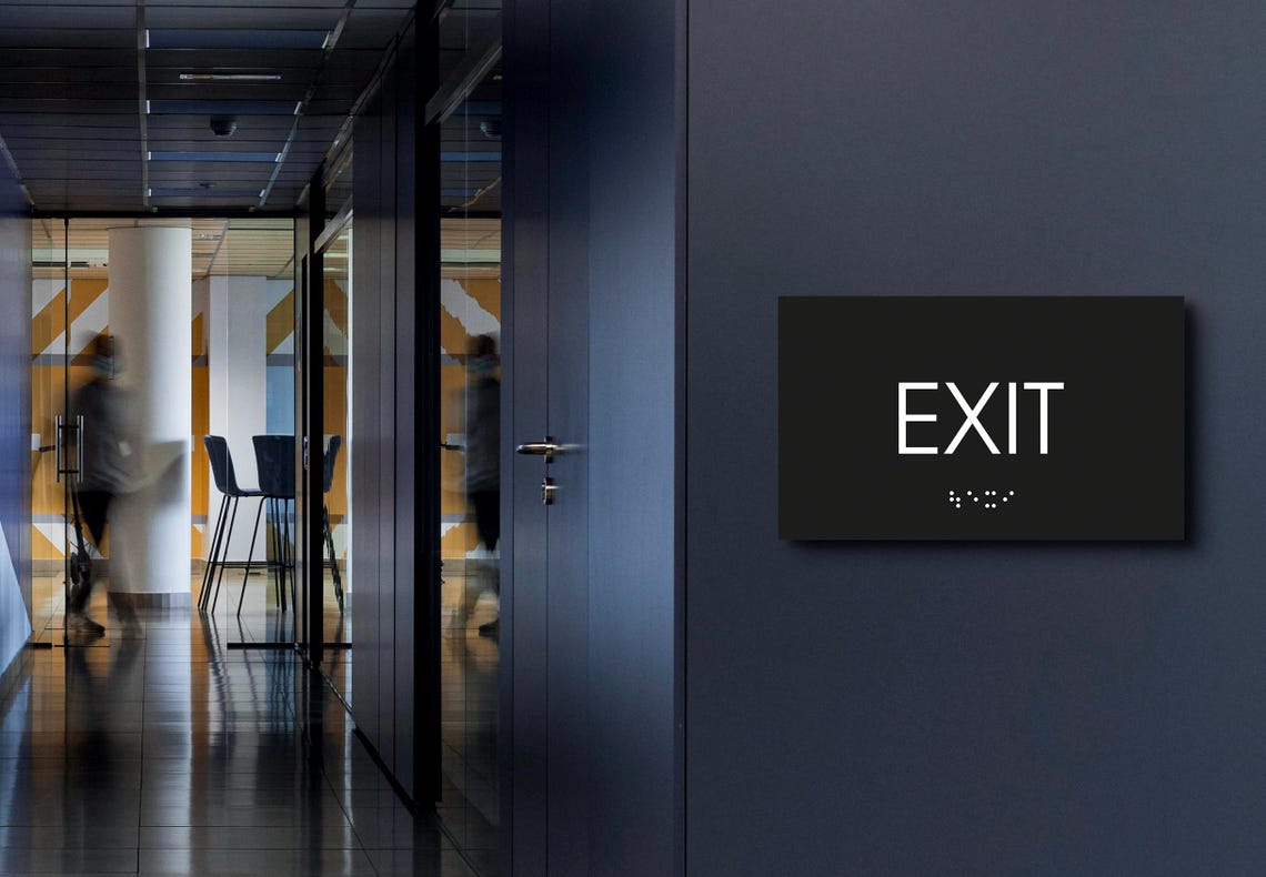 Custom Acrylic Exit Sign With Braille: Personalized ADA Office Plaque ...