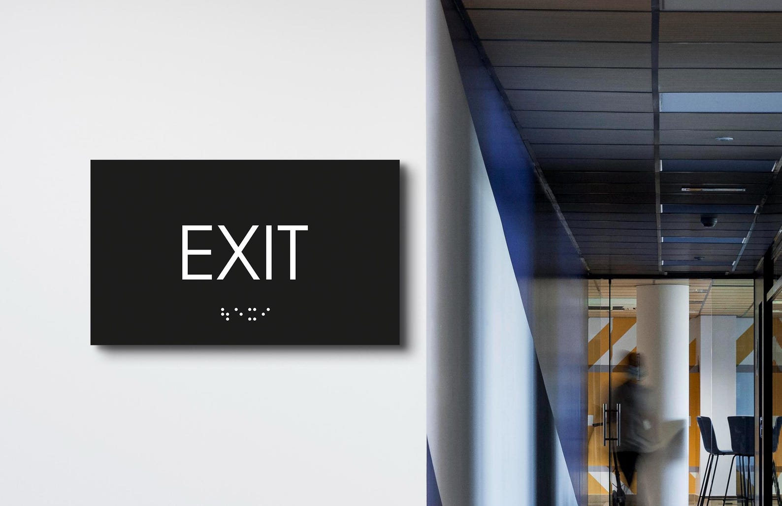 Custom Acrylic Exit Sign With Braille: Personalized ADA Office Plaque ...