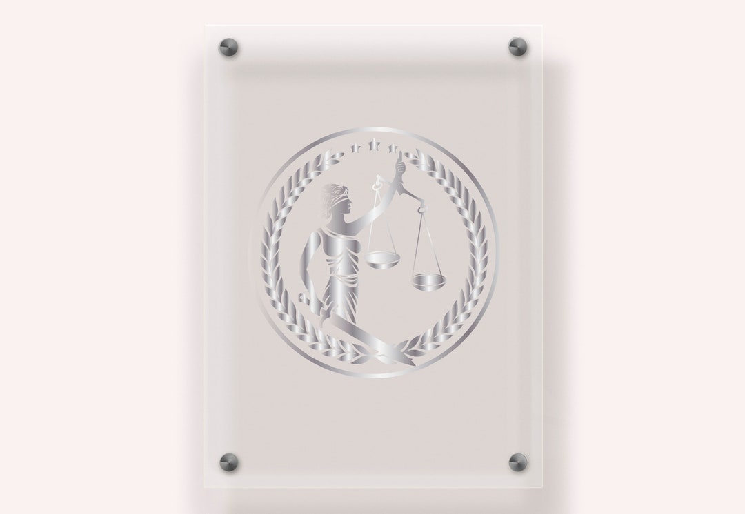 Lady Justice Silver Transparent Wall Art Law Office Decor Acrylic Glass ...