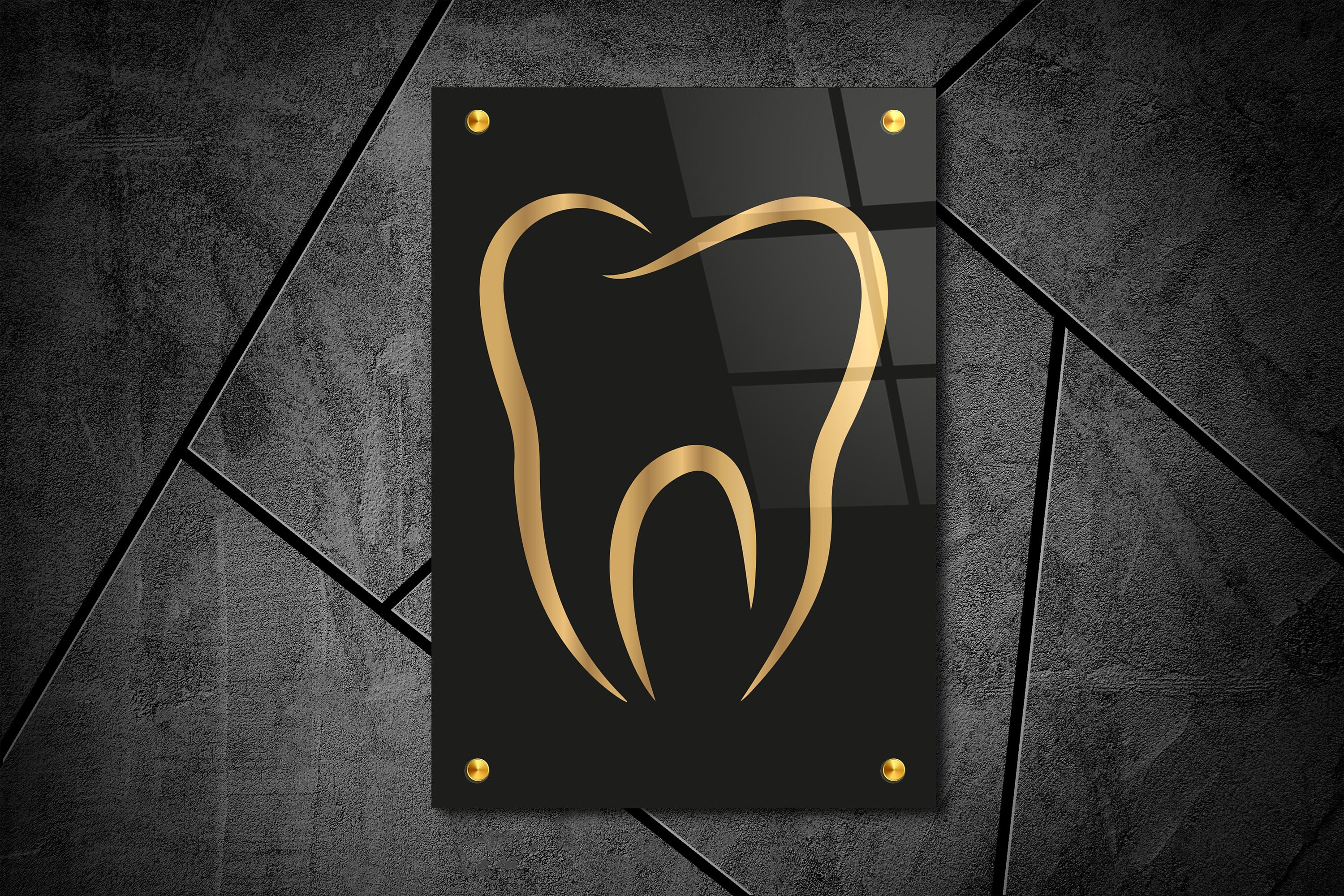 Tooth Acrylic Design Golden Tooth Acrylic Glass Wall Art: Dentist Office Decor - Etsy