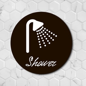Runde Dusche Acryl Schild Modernes Badschild für Türen im Innen- und Außenbereich Waschküche Beschilderung für Hotel Restaurant Home