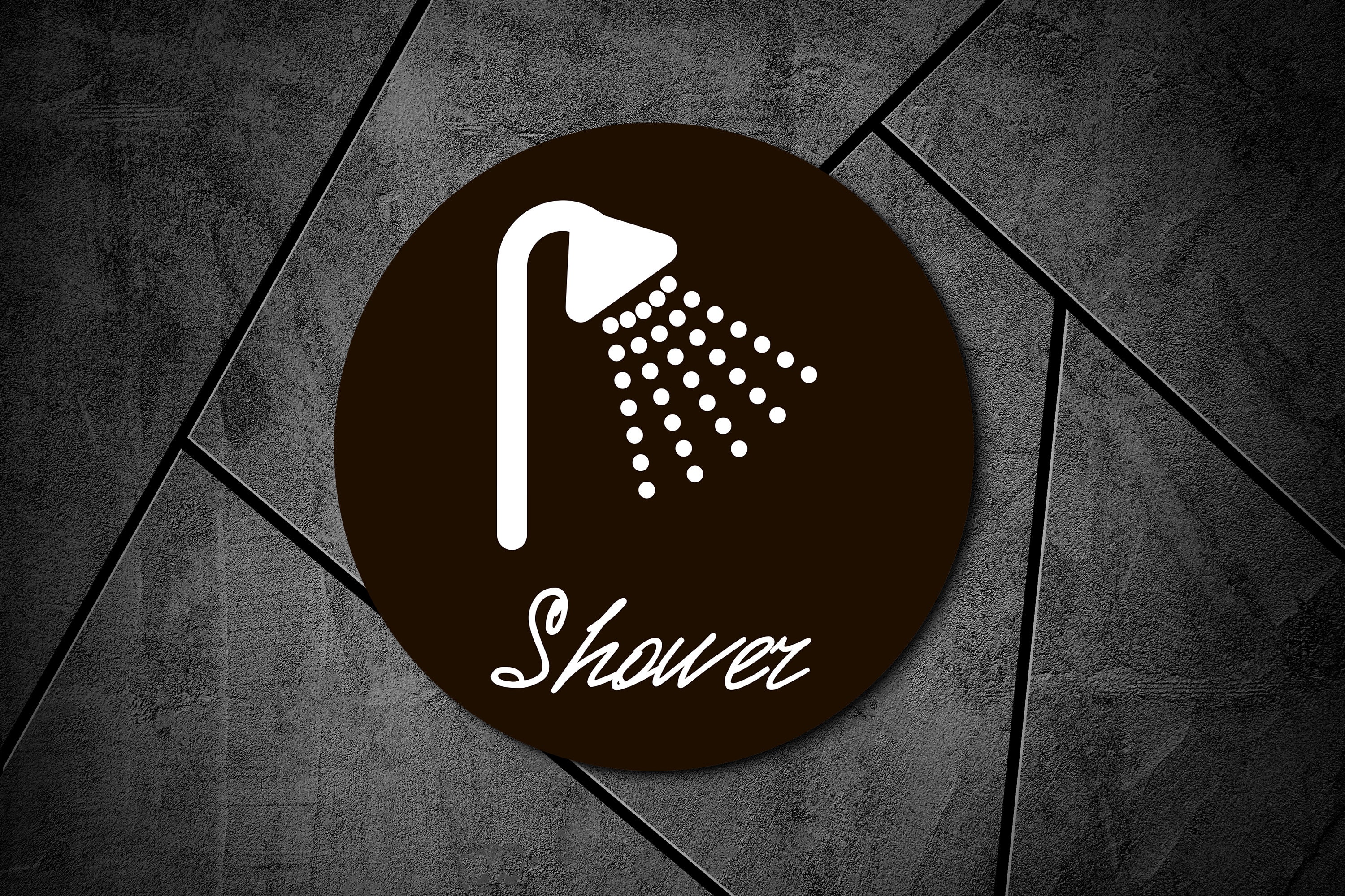 Shower Sign Sticker Modern Round Acrylic Shower Sign: Indoor/outdoor Door Signage - Etsy