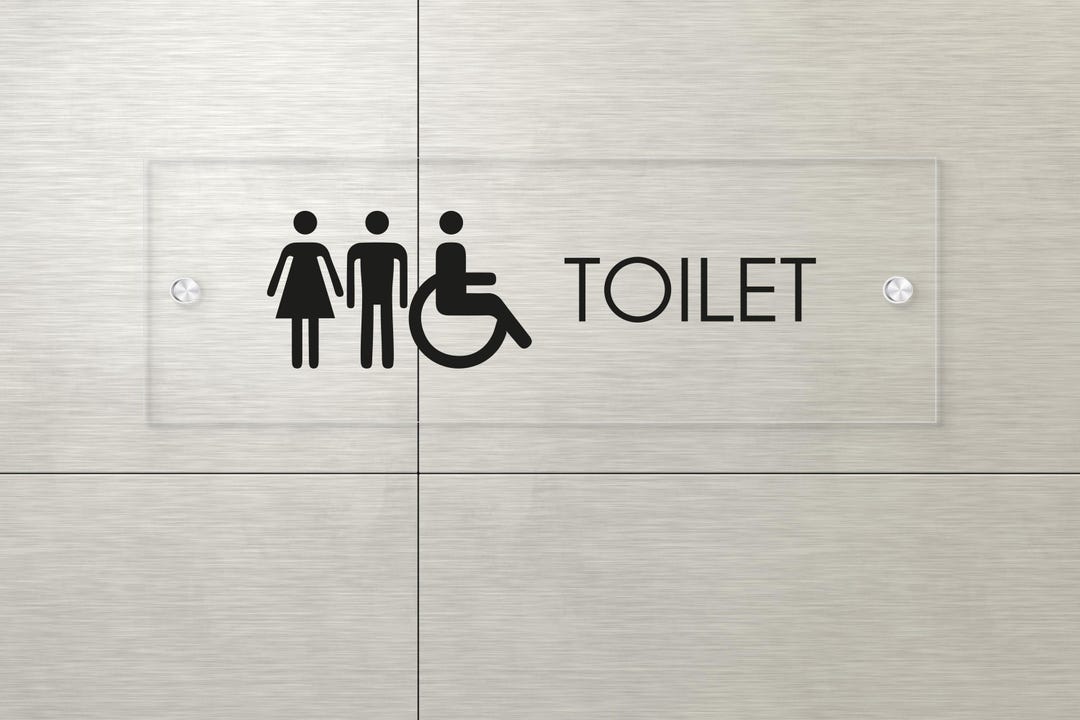 Toilets Signate Modern Acrylic WC Restrooms Sign, Door Plaque, Male Female Disabled ...
