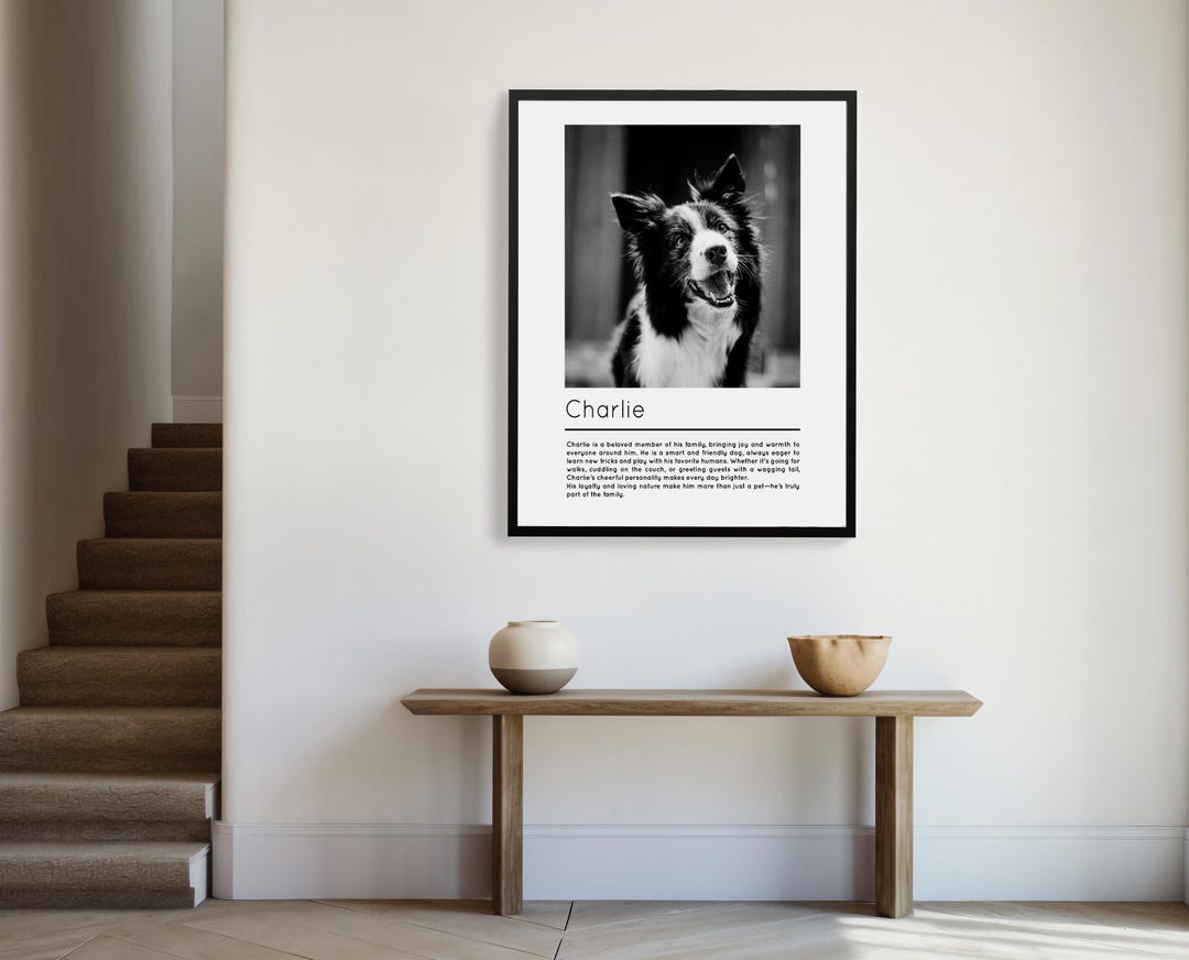 Personalized Pet Portrait Poster – Custom Black & White Pet Photo Art ...