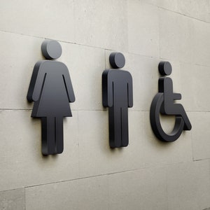 4in 10 cm Bathroom 3D Sign Mens Womens Handicaps WC Sign Customizable Directional Restroom Sign Custom Toilet Door Signs