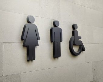 Art Deco Ladies & Men Toilet Cast Iron Sign Plaque Door Wall Cafe Shop Pub Bar 