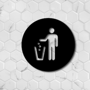 Trash Can Sign Modern Acrylic Bin Sign for Doors Sign for Hotel Office