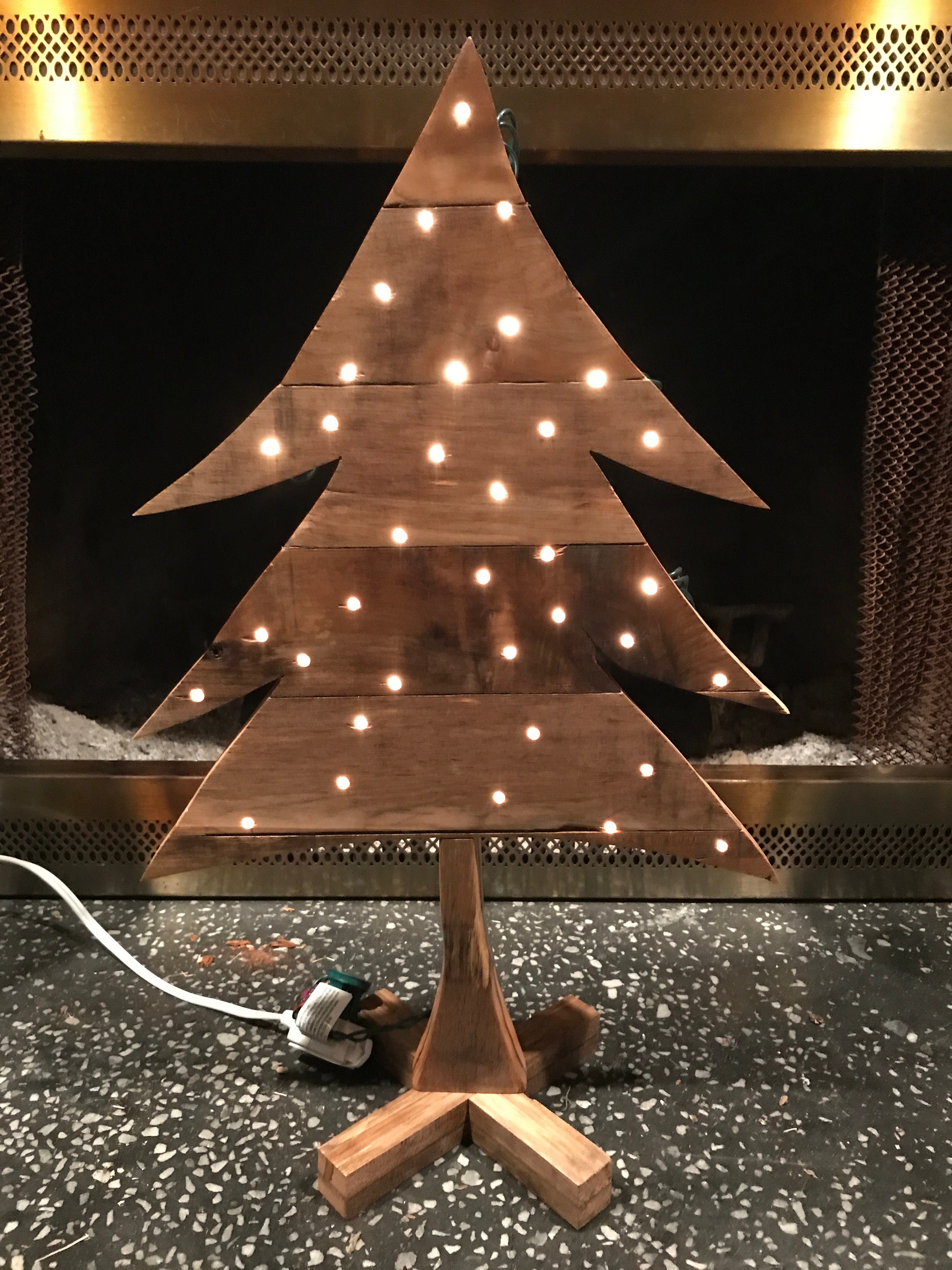 Reclaimed Wood Light Up Christmas Tree
