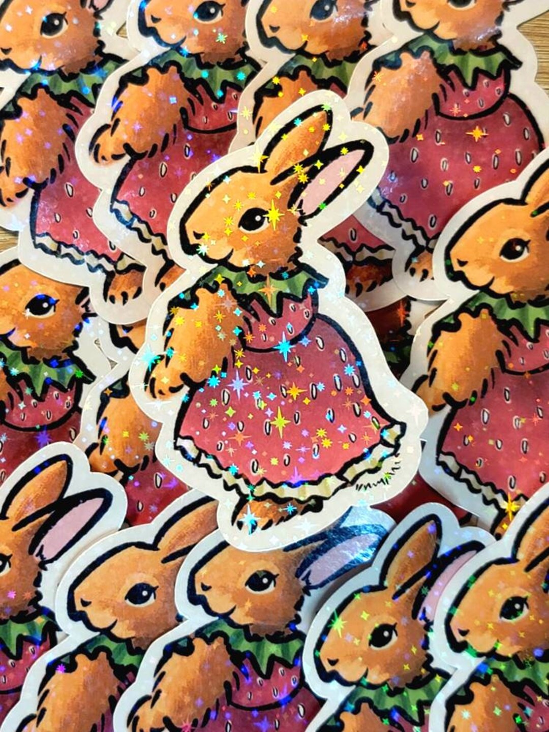 Strawberry Bunny Sticker - Etsy