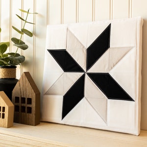 Handmade Black & Gray Quilt Block: Modern Farmhouse Wall Art