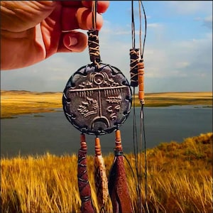Shamanic Order Necklace – Leather Ritual Talisman of Earth - Sky Unity - Inspired by Asian Tengri & Shaman Traditions