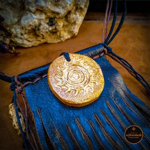 Shaman Sun Pendant Necklace - Handcrafted Ceramic Totem