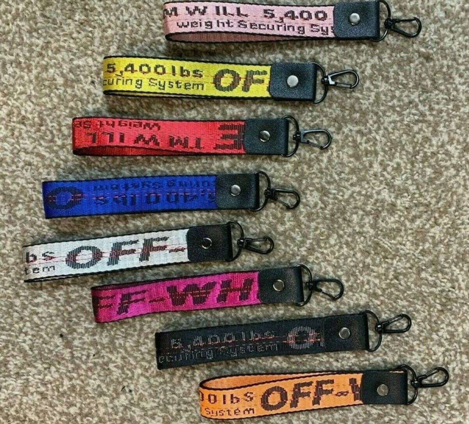 Off White Style Keychain Keyring Wristlet Wrist Strap Etsy