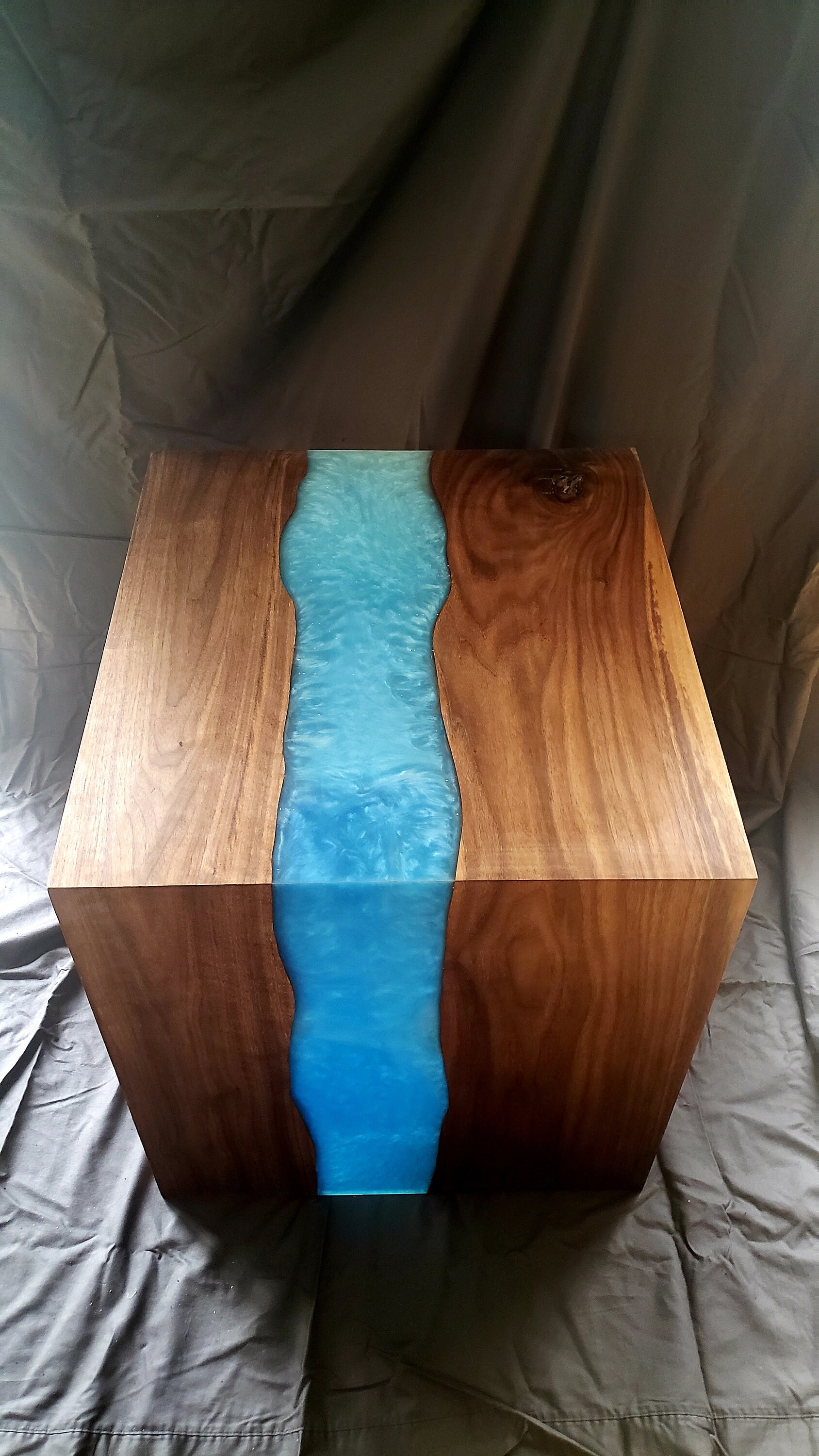Walnut/Resin Waterfall End Table Etsy