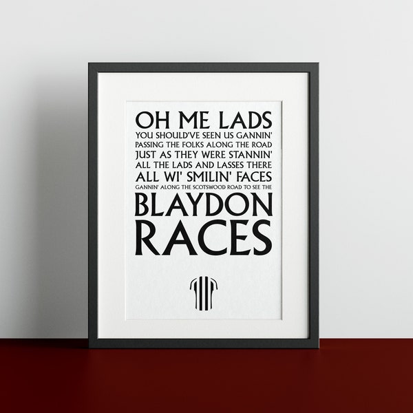 Newcastle Blaydon Races Print! Newcastle FC Birthday Gift. NUFC Home Wall Art Present.